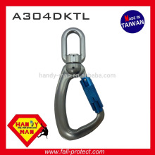 A304DKTL 25kN Aluminum Swivel Load Indicator Snap Twist Lock Hook Carabiner